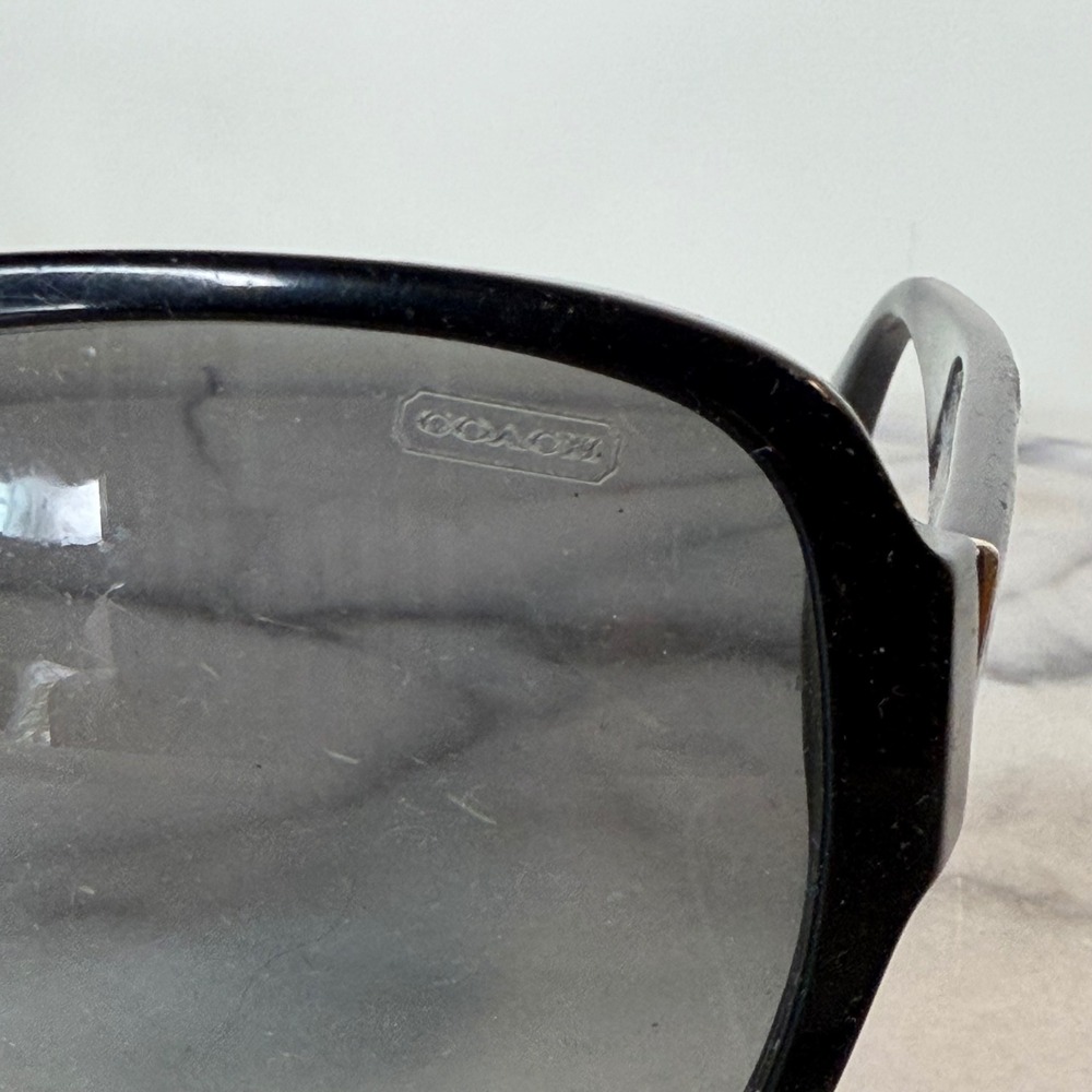 Coach Megan Sunglasses HC 8044 Black Oversized Square Gold Signature C Logo - Picture 3 of 6